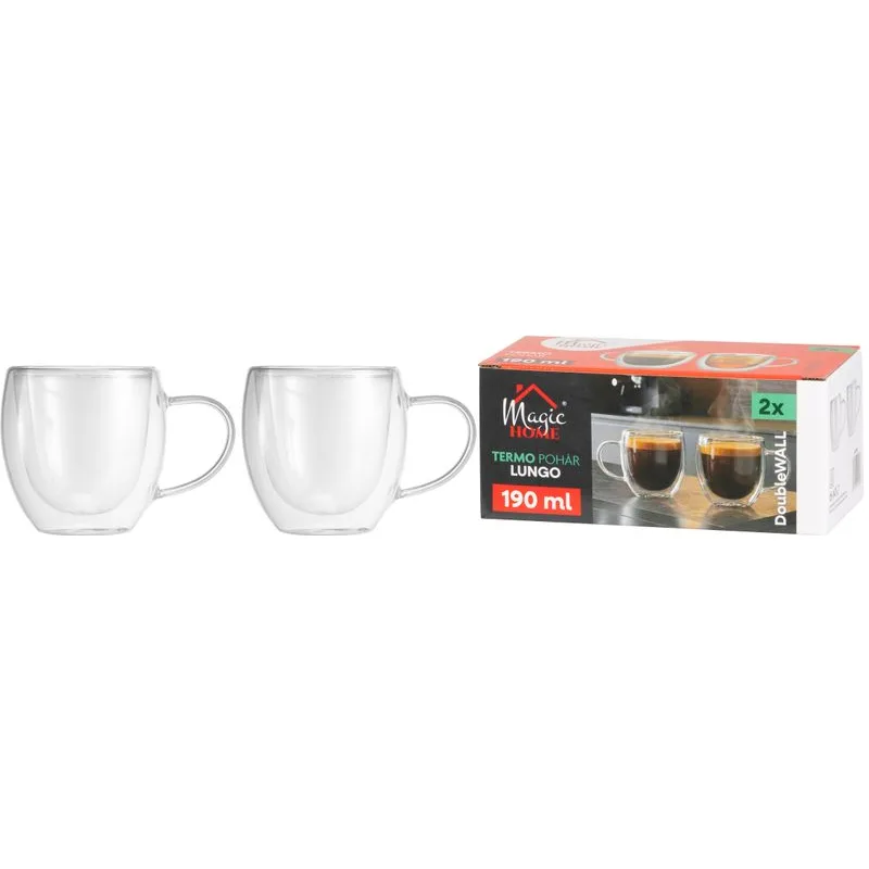 Hrnček MagicHome na kávu/čaj, termo s dvojitou stenou, 190 ml, bal. 2 ks
