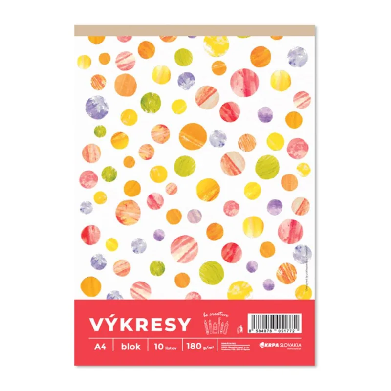 Krpa Výkresy 180g A4 10ks v bloku farba biela