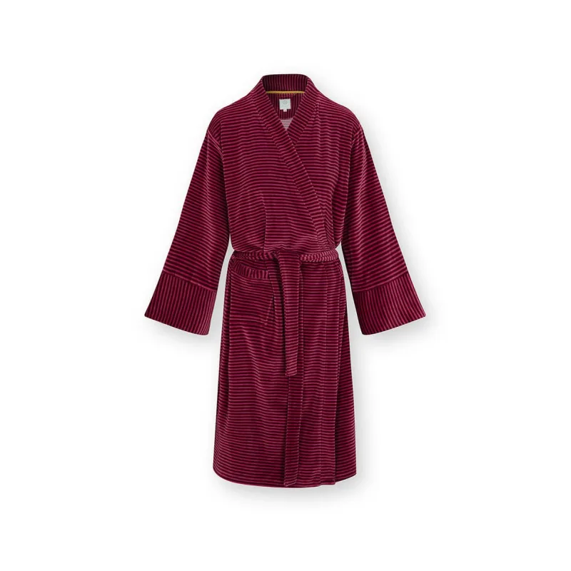 Pip Studio Naomi Kimono Velvet Little Sumo Stripe, červeno-růžové