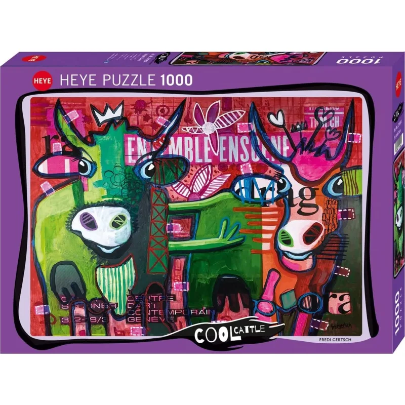 Puzzle Heye 1000 dielikov Cool Cattle: Pruhované kravy