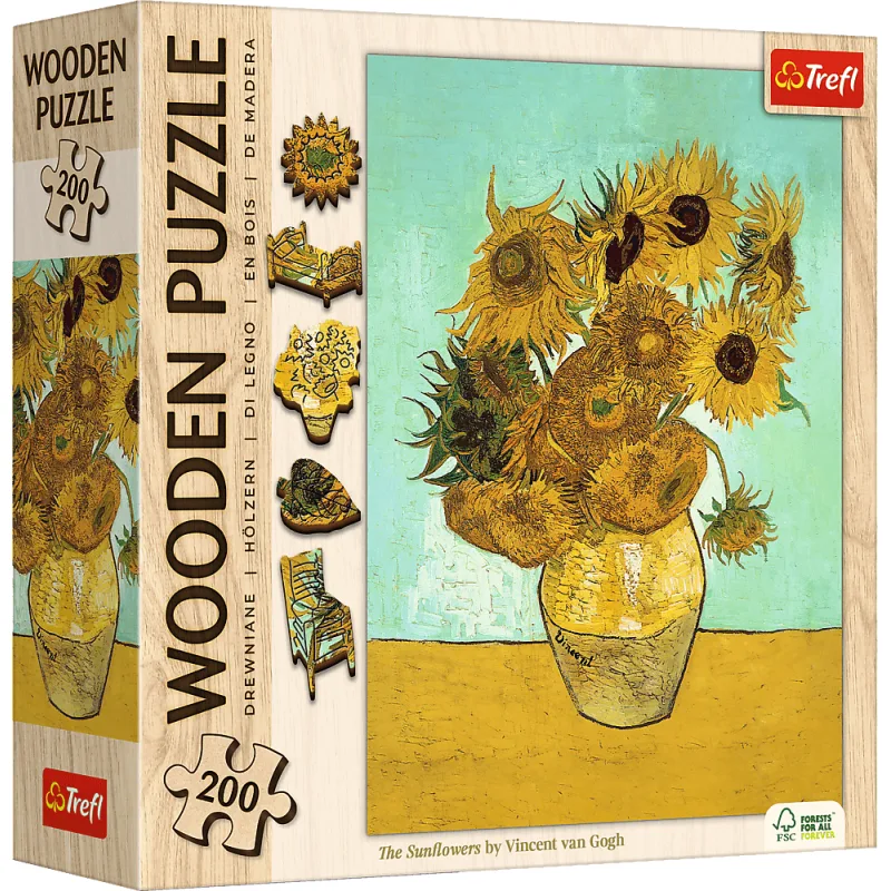 Trefl Drevené puzzle Art: Vincent van Gogh - Slnečnice 200 dielikov