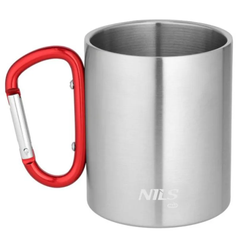 Kempingový hrnek NILS Camp NC17110 s karabinou 300ml, červený