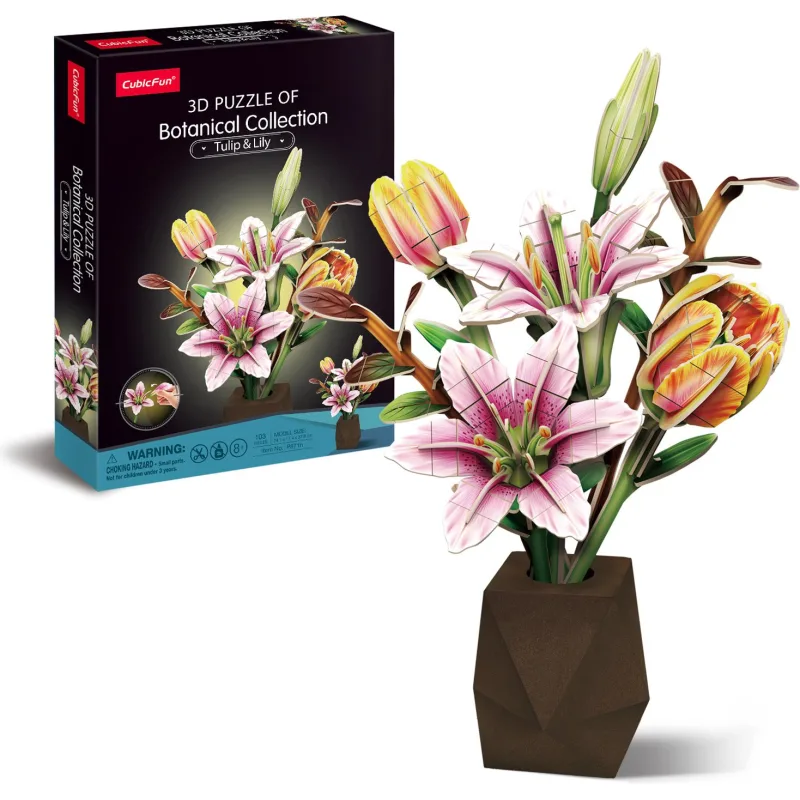 3D puzzle CubicFun Botanical Collection: Tulipány a ľalie 103 dielikov
