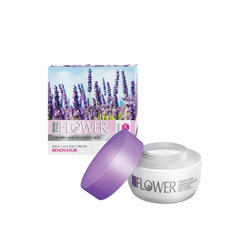 NATURE OF AGIVA FLOWER Rozjasňujúci denný pleťový krém pre suchú a citlivú pokožku s levanduľovým extraktom 50 ml -
