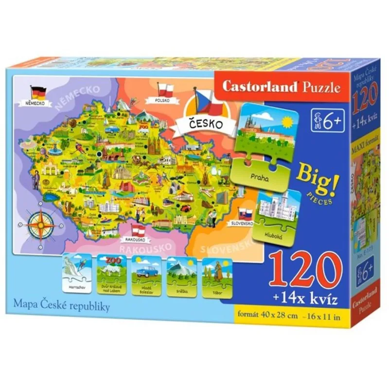 Castorland Puzzle Mapa Českej republiky 120 dielikov