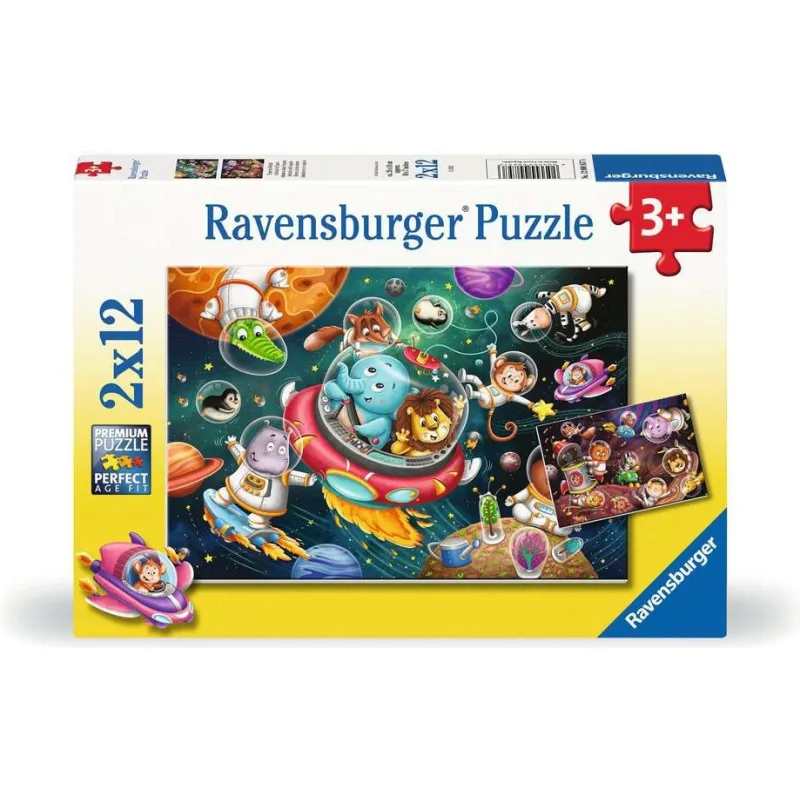 Ravensburger Puzzle Zvieratká vo vesmíre 2x12 dielikov