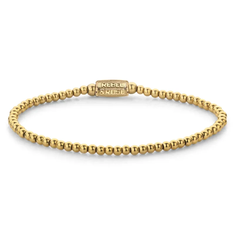 Unisex náramok Rebel & Rose Gold Coloured Rocks 3 mm RR-30001-G-M