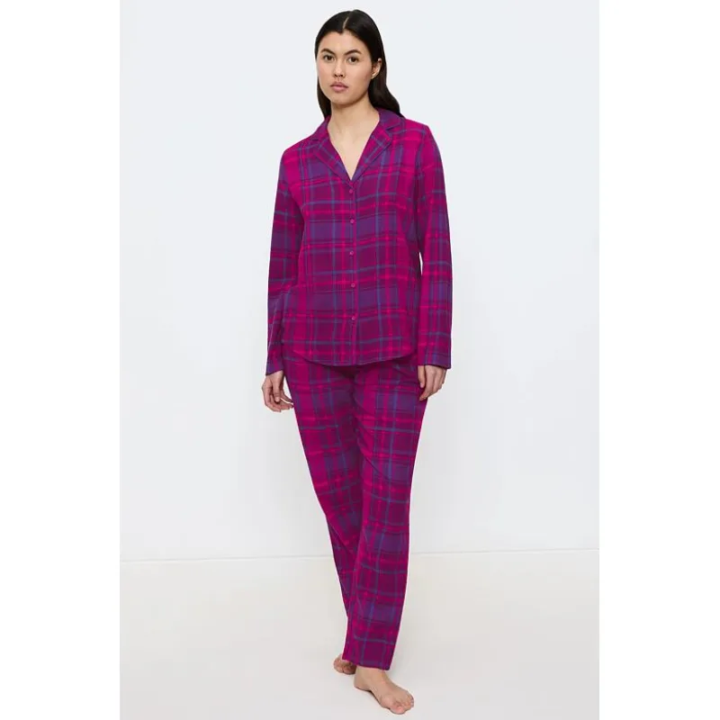 Dámske pyžamo Boyfriend Fit PW 01 X Checks ružová kockovaná XXL