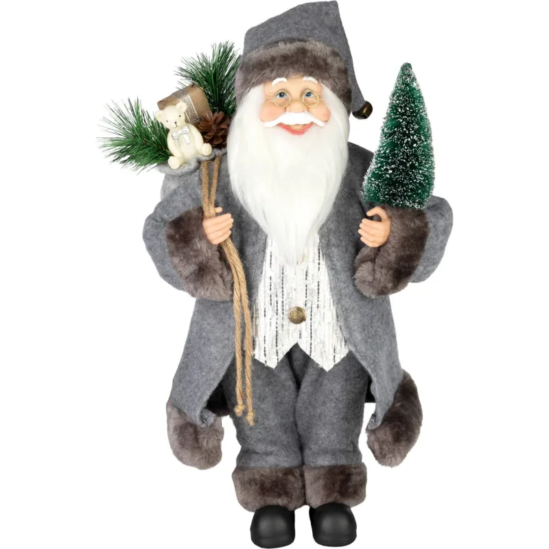 Dekorácia MagicHome Vianoce, santa, textil, šedý, 16x26x45 cm