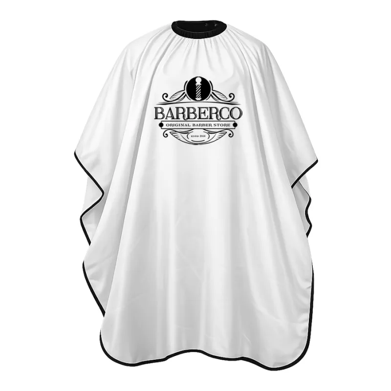 Elegantná barber pláštenka BARBERCO White cape - zapínanie na háčiky