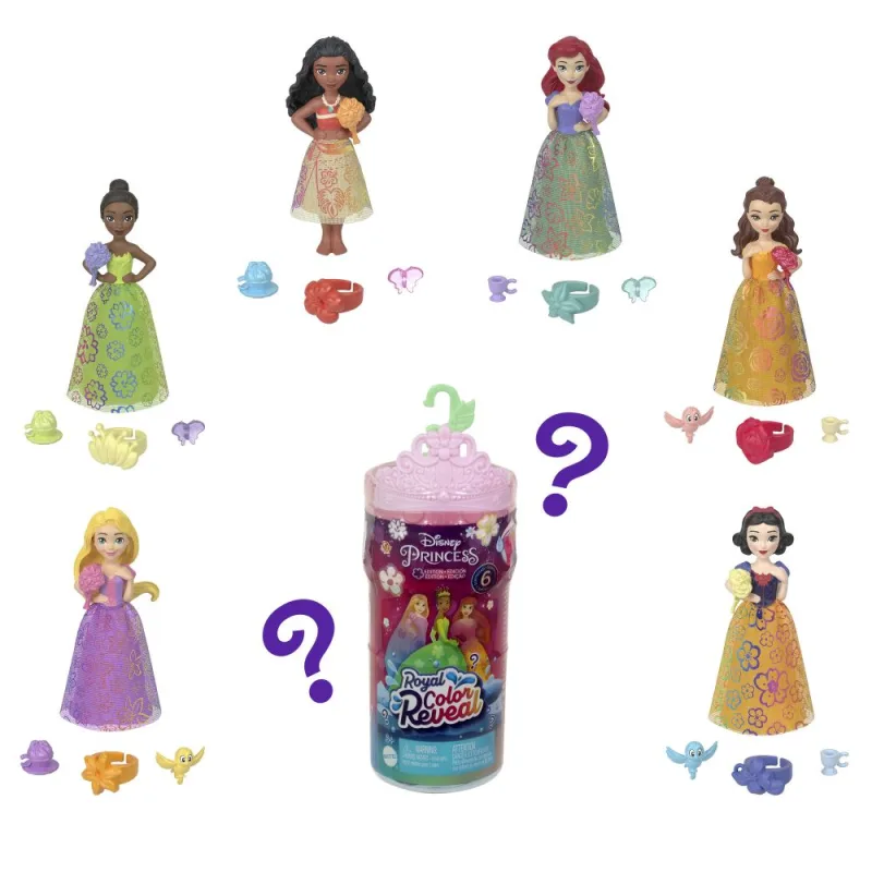 Mattel Disney Princess COLOR REVEAL kráľovská malá bábika s kvetmi asst
