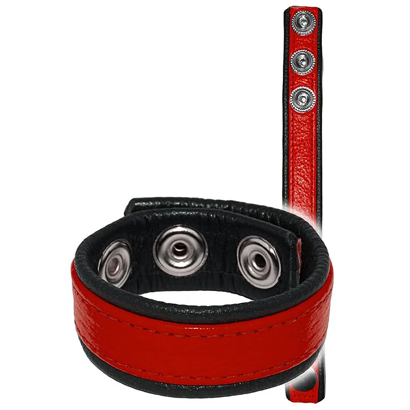 Push Production Leather Cockring Strap Band Red