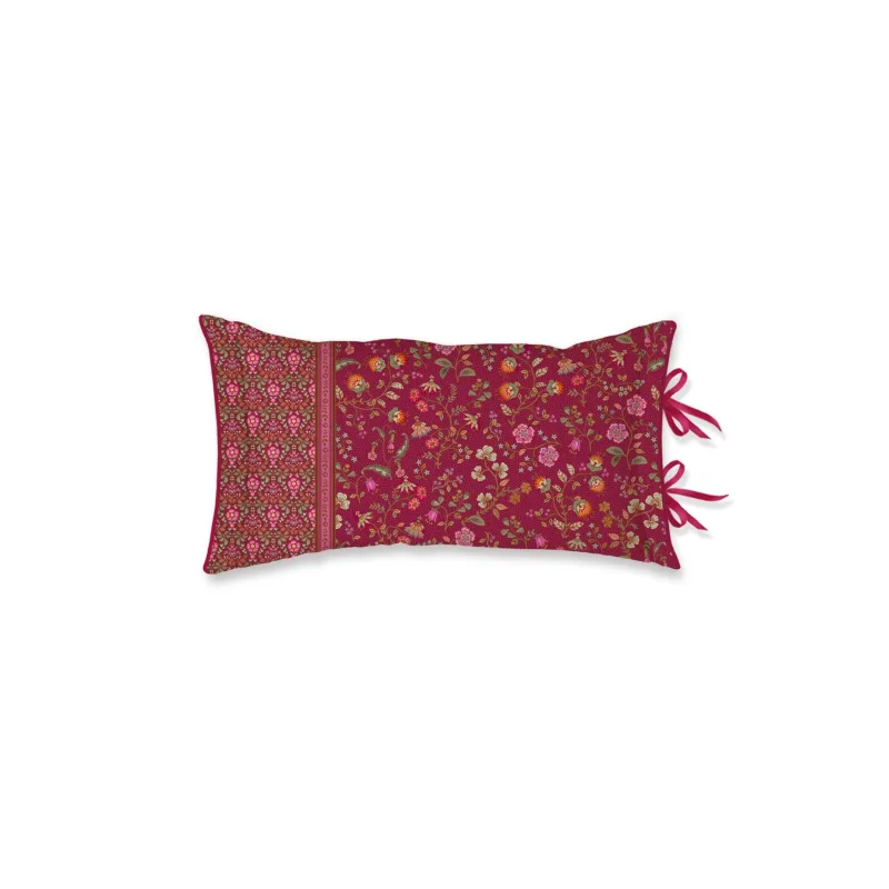 Pip Studio polštář Flora Bangalore 35 x 60 cm - tmavě růžový z broušeného kepru