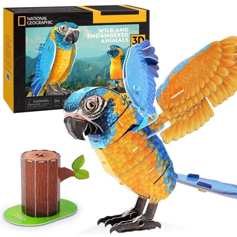 3D puzzle CubicFun National Geographic: Papagáj Ara kaninda 94 dielikov