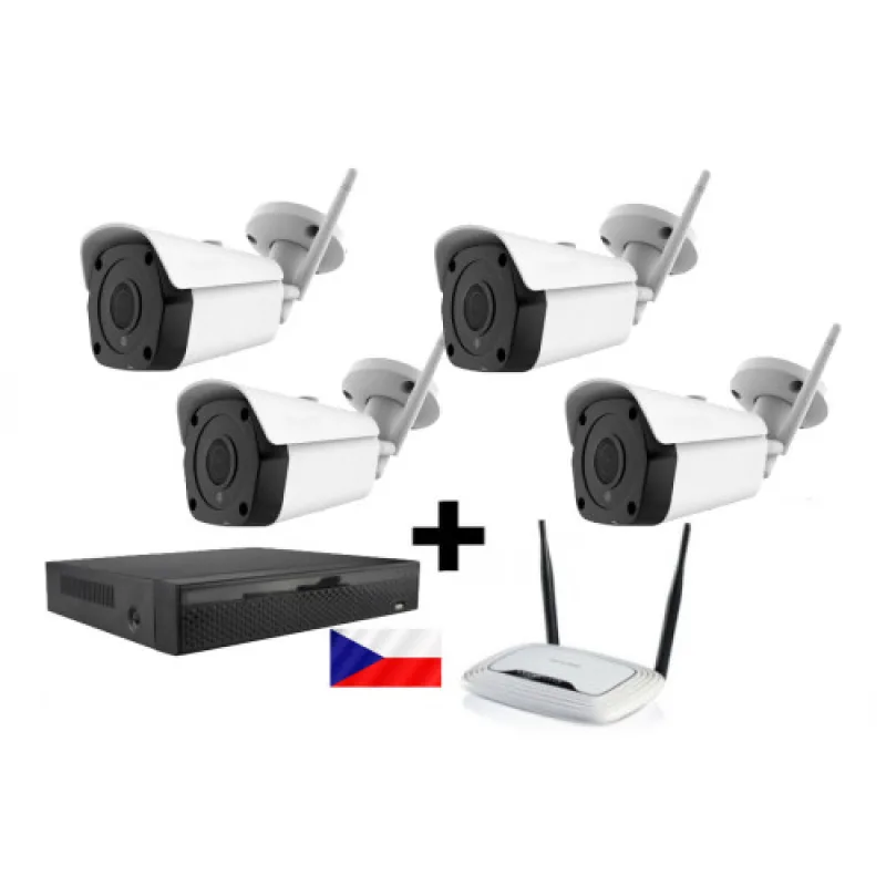 Kamerový WiFi IP set - 4x Zoneway NC950 5MPx, NVR2104 a WiFi router