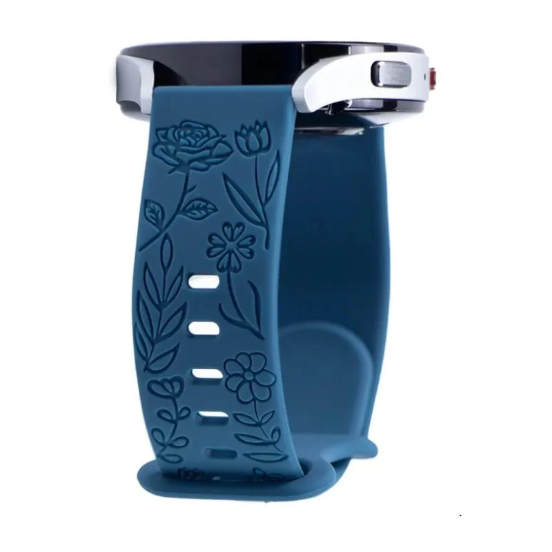 Silikonový řemínek - Květinový tmavě modrý, 20 mm ESES 1530006483