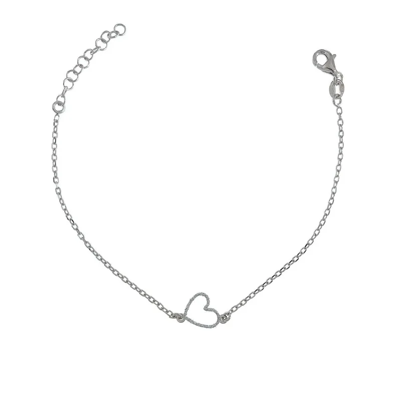 Strieborný náramok s brúseným srdiečkom dĺžka náramku 17+3cm