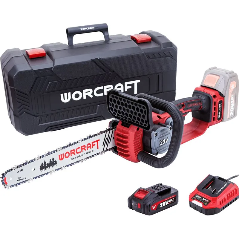 SET Píla Worcraft CGC-S20LiBDM, bezuhliková, reťazová, 20V Li-ion, 26ml nádrž na olej, 12" reťaz, v kufríku