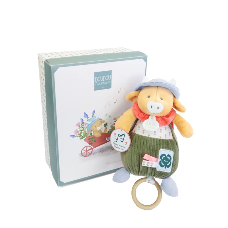 Doudou et Compagnie Paris Doudou Darčeková sada Plyšová kravička Aneth hrajúca melódiu 20 cm