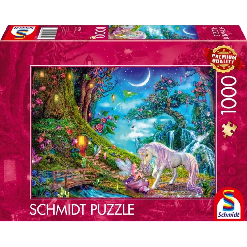 Puzzle Schmidt 1000 dielikov Jednorožec a elf vo vysokom lese