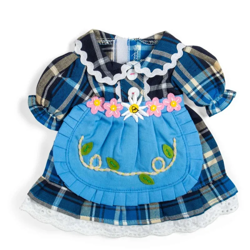 Bigjigs Toys Bigjigs Toys Modré kárované šaty pre bábiku 34 cm
