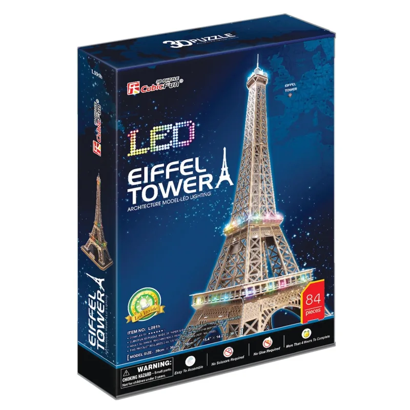 CubicFun Svietiace 3D puzzle Eiffelova veža 84 dielikov