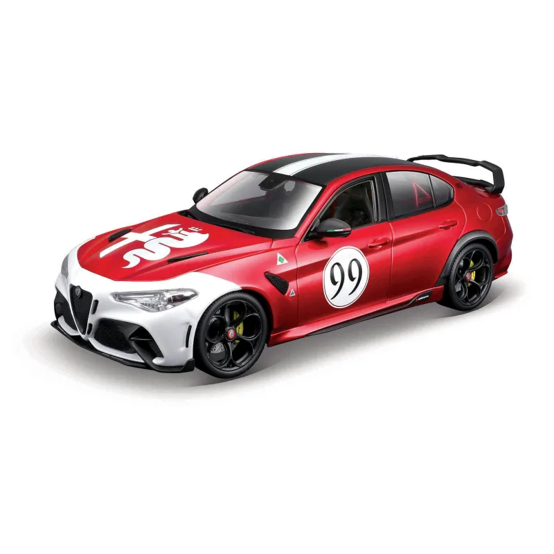 Bburago - Autá HOBBY, Alfa Romeo Giulia GTAm, červeno-biela metalíza, 1:18