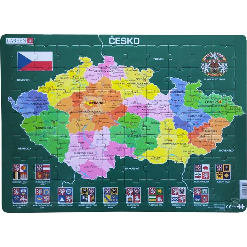Deskové vzdělávací puzzle Larsen Česká republika - kraje 70 dílků