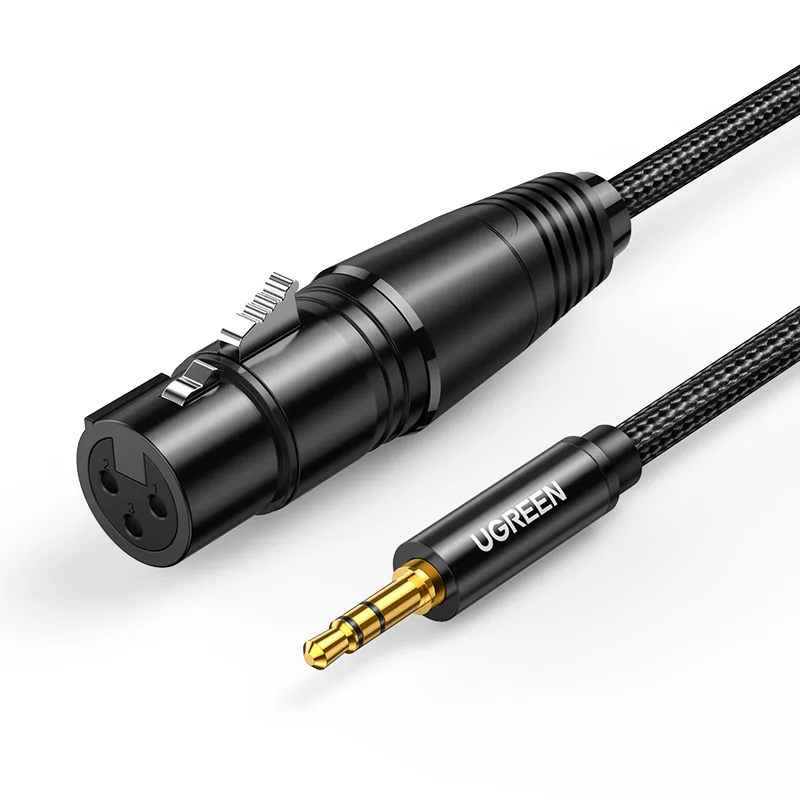 Zelený audio kábel 3,5 mm mini jack (samec) - XLR (samica) 1 m čierny (AV182)
