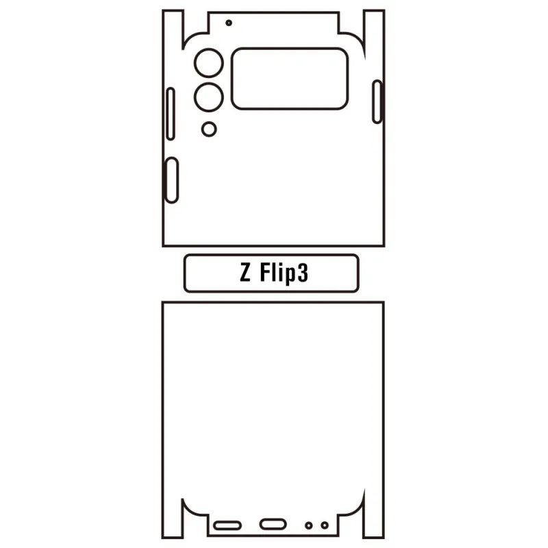 Sunshine Samsung Z Flip3 5G Zadná Hydrogél ochranná fólia Strih: Zadná časť a rám 1, Typ fólie: Matná