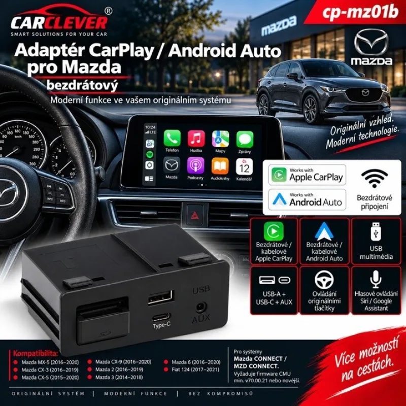 Adaptér CarPlay/Android Auto Mazda, bezdrátový cp-mz01b