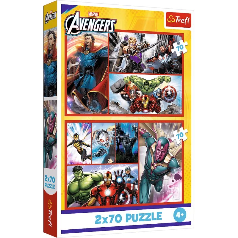 Puzzle pre deti Trefl 2x70 dielikov Avengers: Staň sa hrdinom 2v1