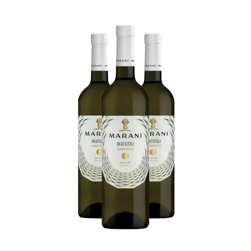MARANI 3x Marani RKATSITELI biele suché víno 12,5% obj. (holá lahev) degustační sada po 750 ml.