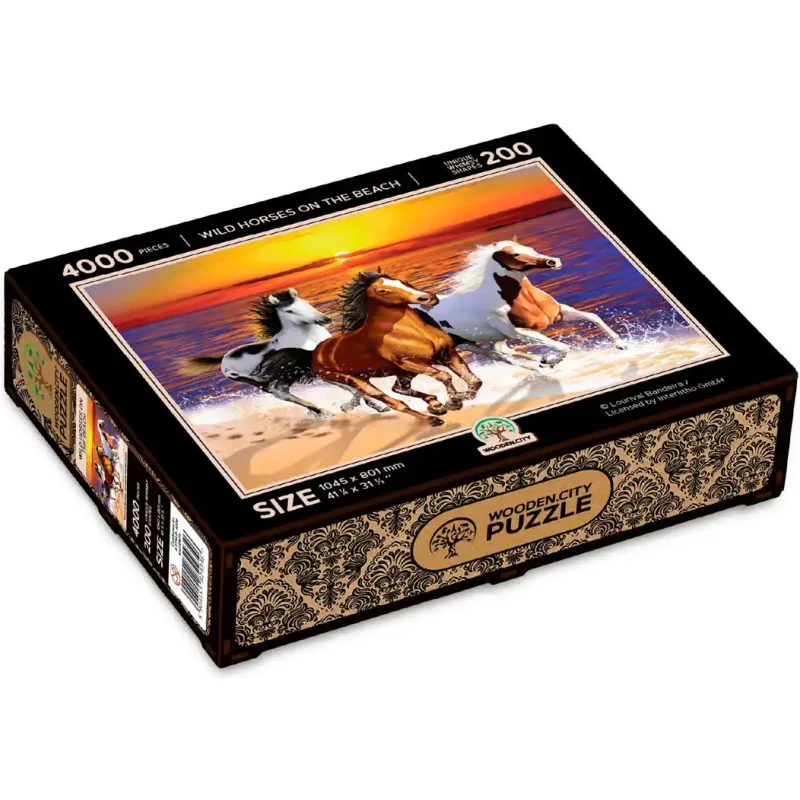 Drevené puzzle Wooden City 4000 dielikov Divoké kone na pláži