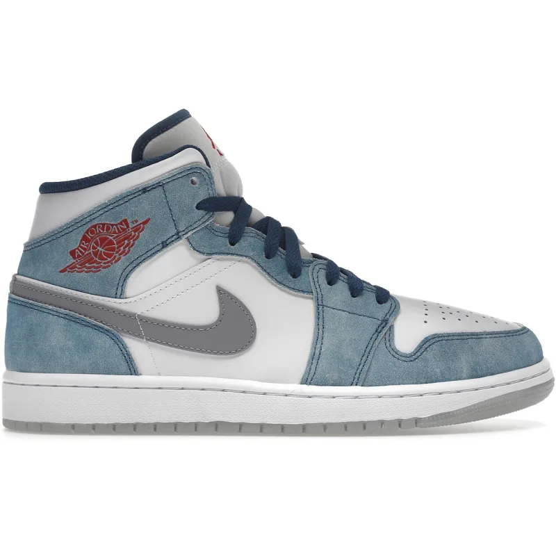 Air Jordan 1 Mid French Blue Fire Red - 45