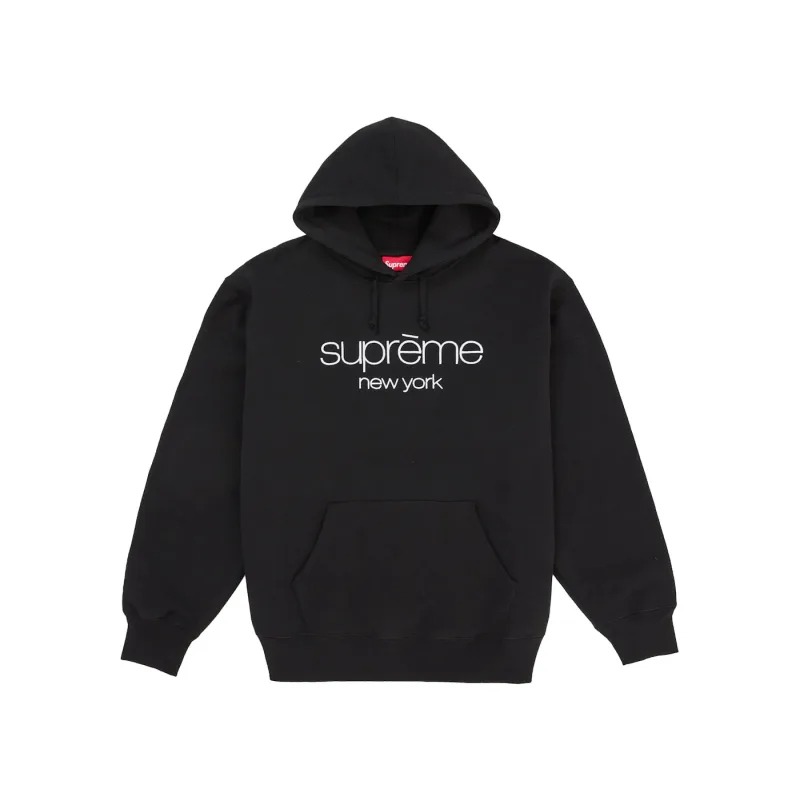 Supreme Classic Logo Hooded Sweatshirt Black - L