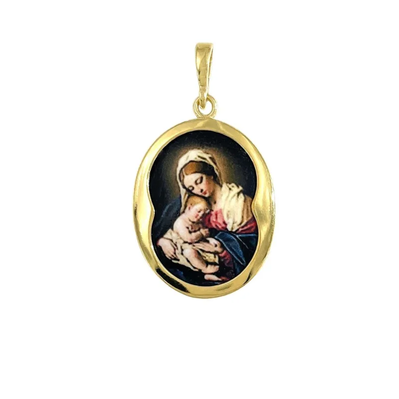 Prívesok madonka červeno biela pozlátená 446759003G