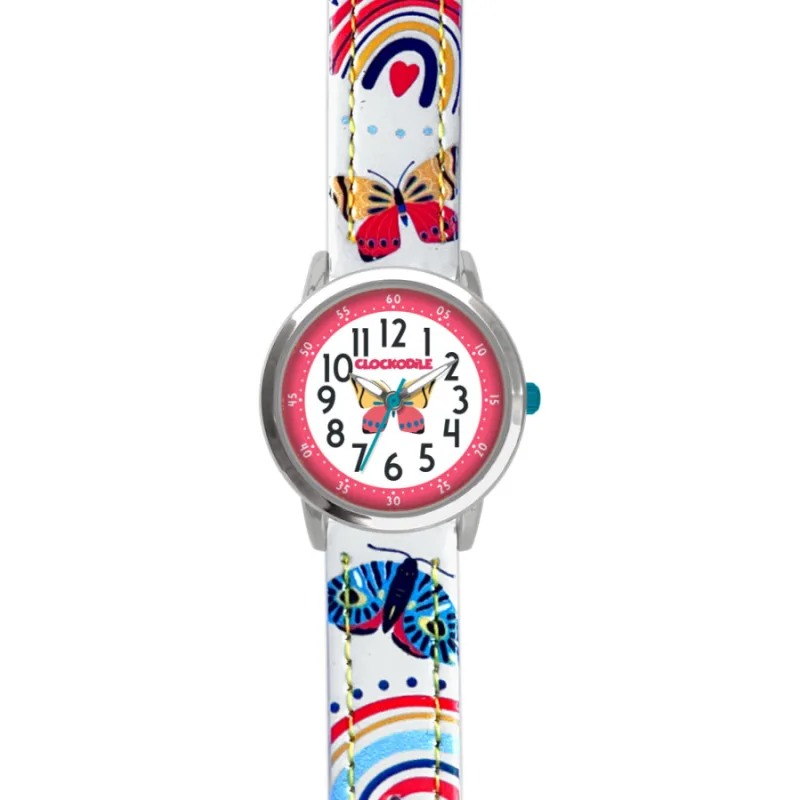 Biele dievčenské hodinky BUTTERFLY CLOCKODILE CWG5181