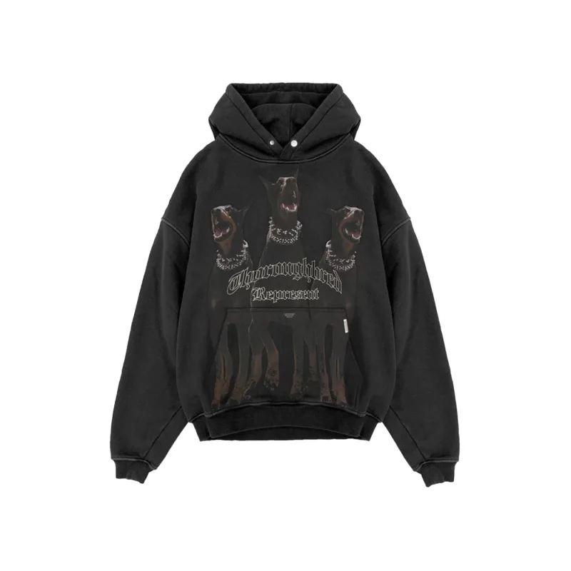Represent Thoroughbred Oversized Hoodie Vintage Black - L