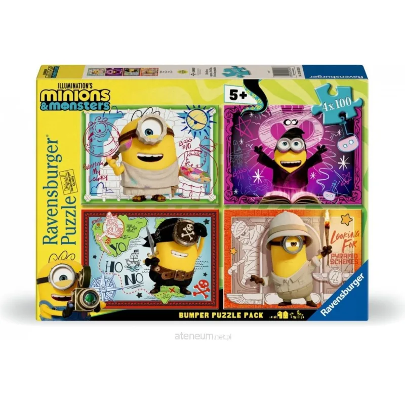 Súprava puzzle Ravensburger 4x100 dielikov Mimoni a monštrá 4v1