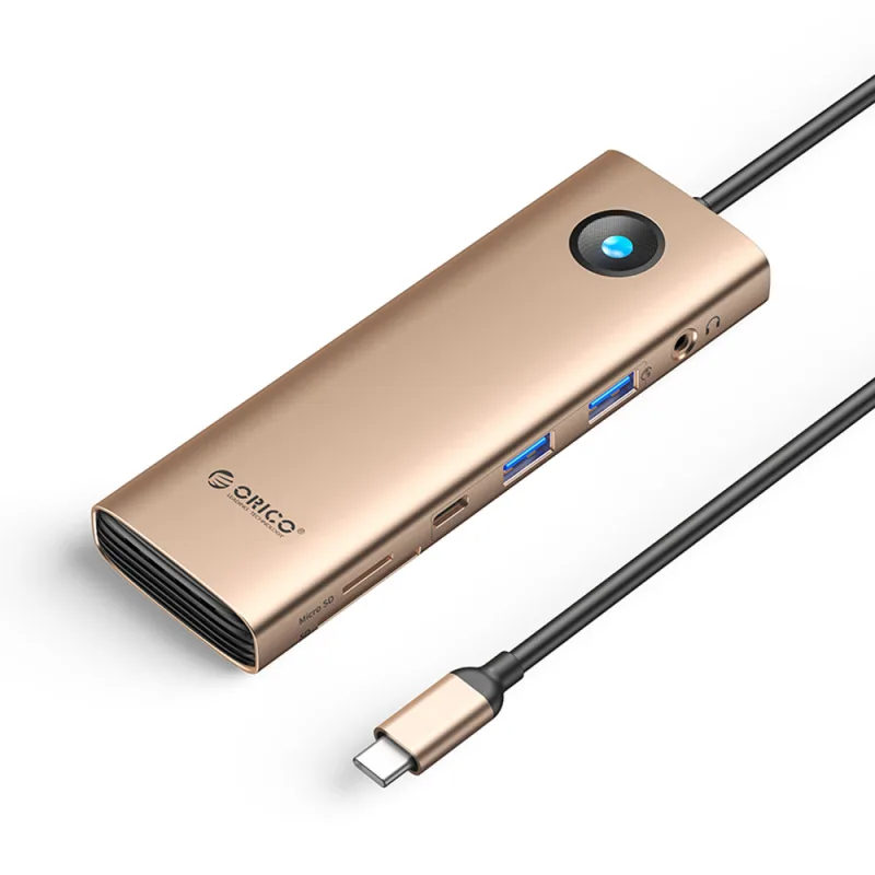 Orico PW11 9v1 USB-C dokovacia stanica 2x USB-A 3.0 1x USB-C 3.0 1x USB-C PD 100 1x HDMI 4K 60Hz 1x microSD/SD 1x RJ45 2.5G Ethernet 1x Audio 3.5mm -