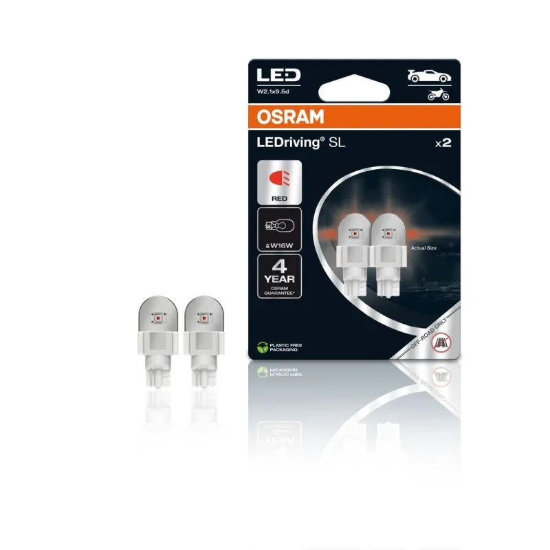 OSRAM LED 12V W16W W2,1x9,5d červená (2ks) Duo-blister 921DRP-2BL