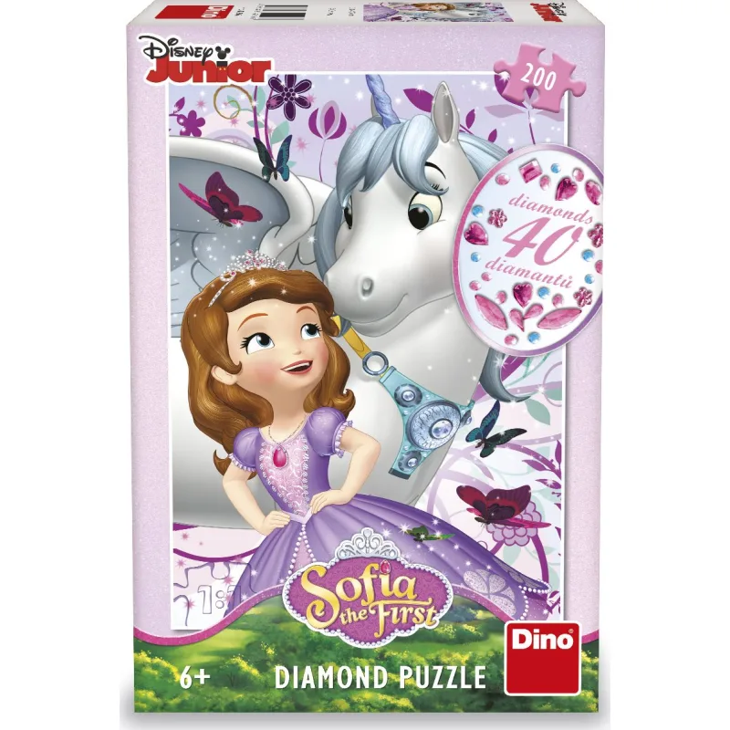Dino Puzzle s drahokamami Sofia Prvá a jednorožec 200 dielikov