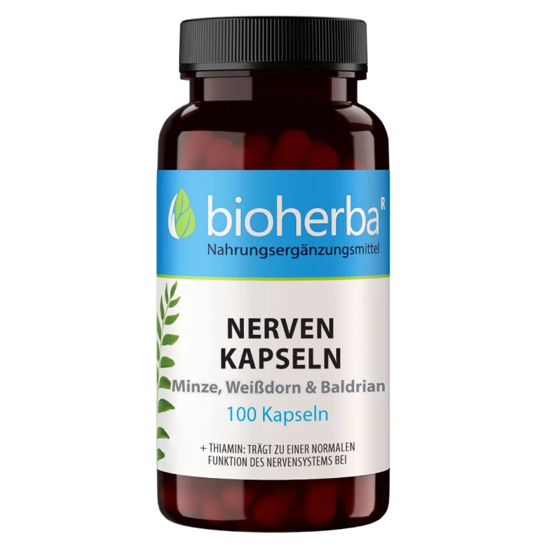 Bioherba Kapsuly na nervy s mätou, hlohom a valeriánou – 100 kapsúl –