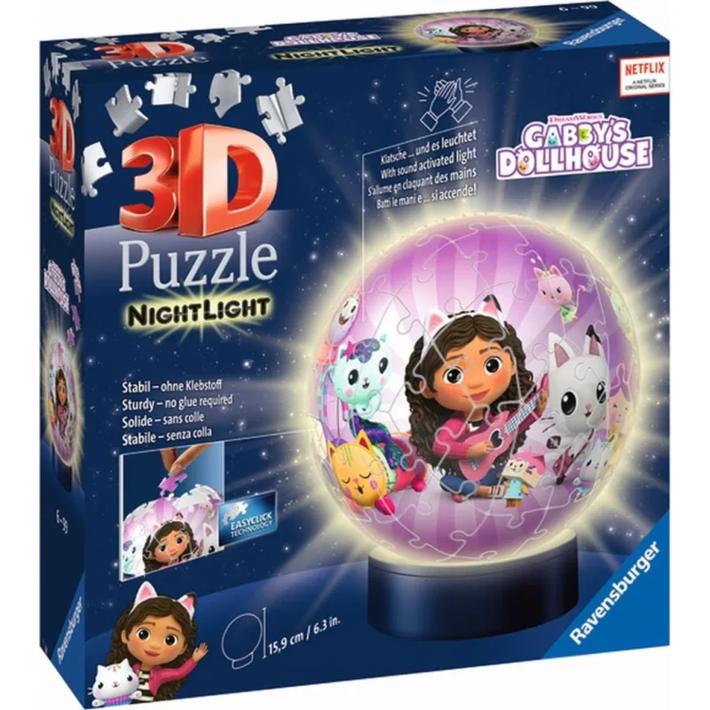 Ravensburger 3D Svietiaci puzzleball Gábinin kúzelný domček 74 dielikov