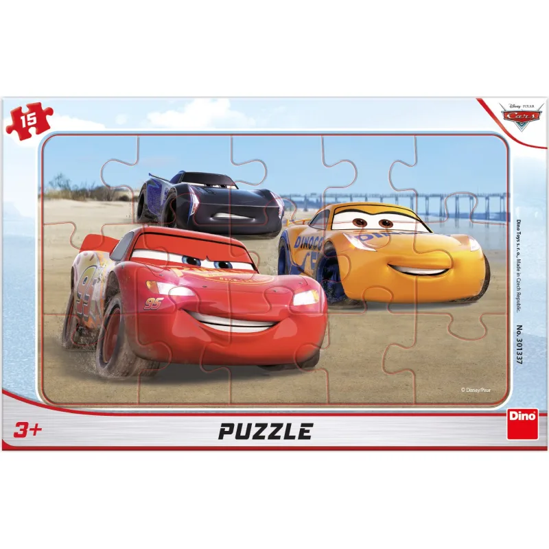 Dino Puzzle Autá 3: Preteky 15 dielikov