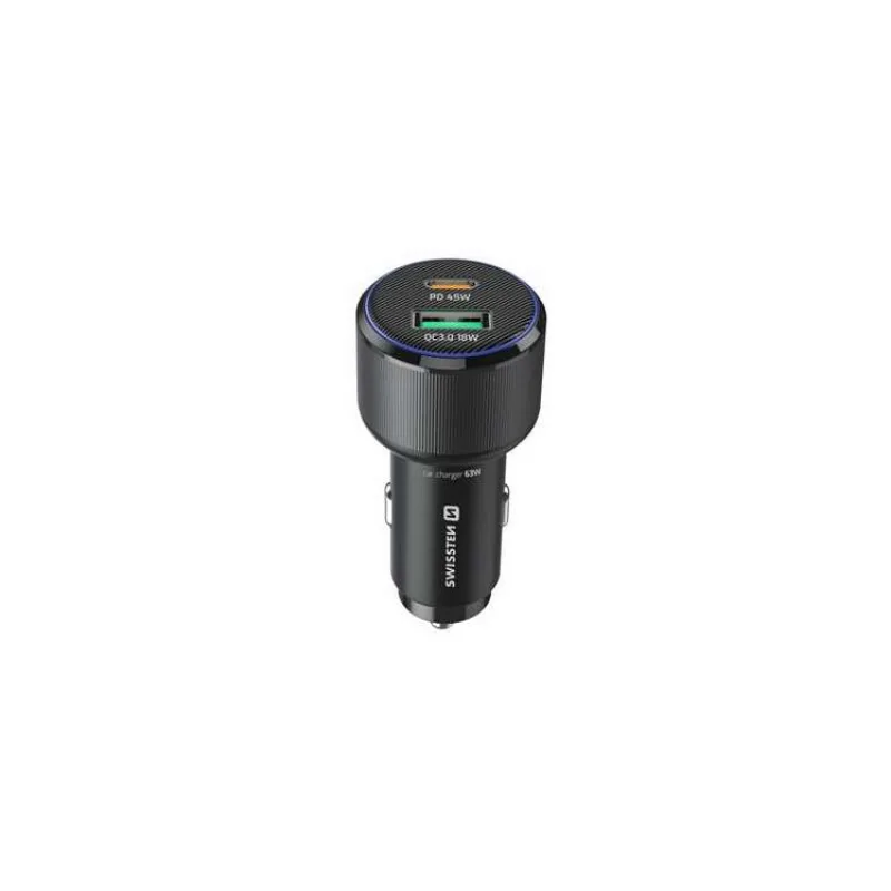 SWISSTEN CL ADAPTÉR USB-C PD + USB-A, 63W ČERNÝ + KABEL USB-C / USB-C, 1 M (20111910)