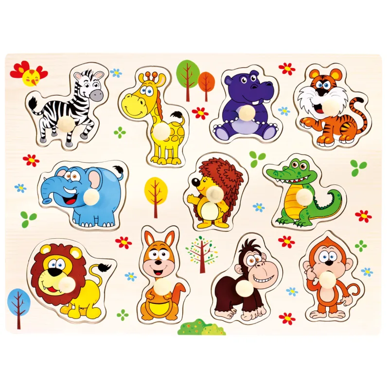 Bino Bino Drevené puzzle Safari, 11 dielikov
