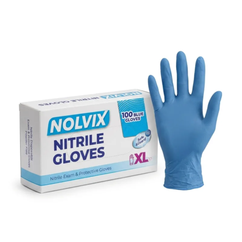 NOLVIX Nitrilové jednorazové rukavice modré XL, 100 ks
