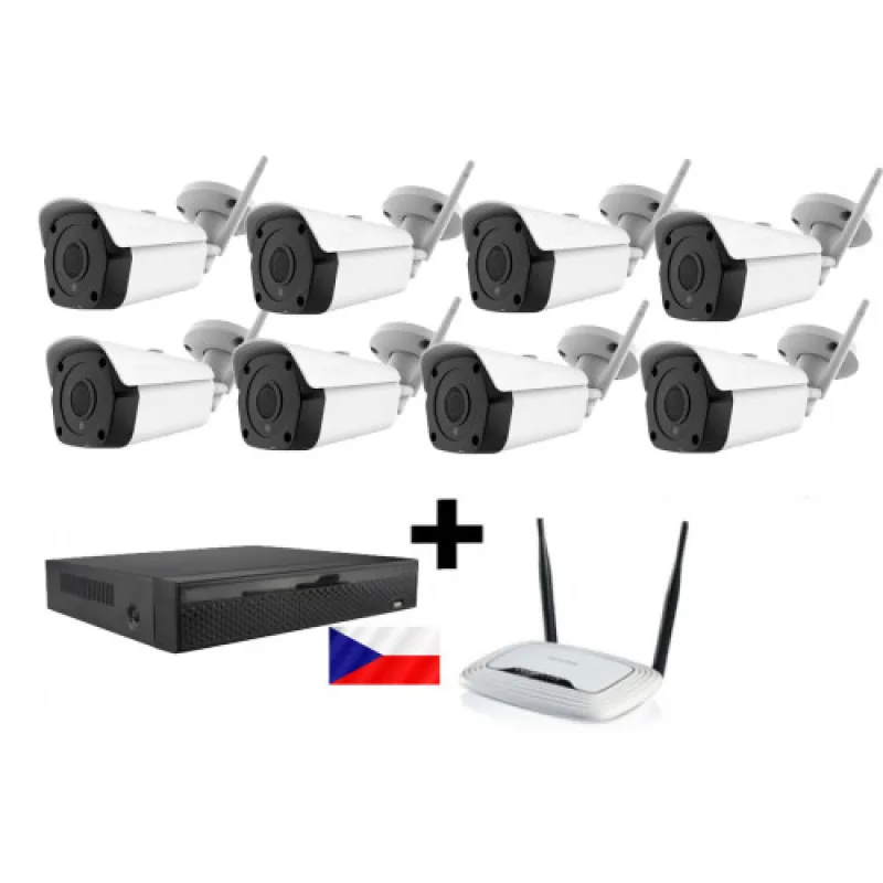 Kamerový WiFi / LAN IP set Zoneway - 8x 5MPx kamera NC950, rekordér NVR2104 a WiFi router